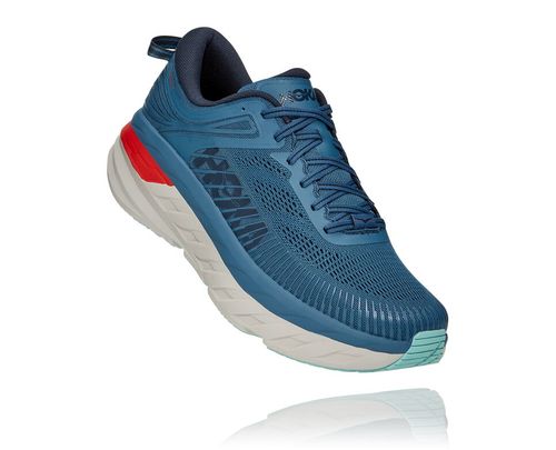 Hoka One One Herre Bondi 7 Road Løpesko Real Teal/Outer Space Norge-37KFG